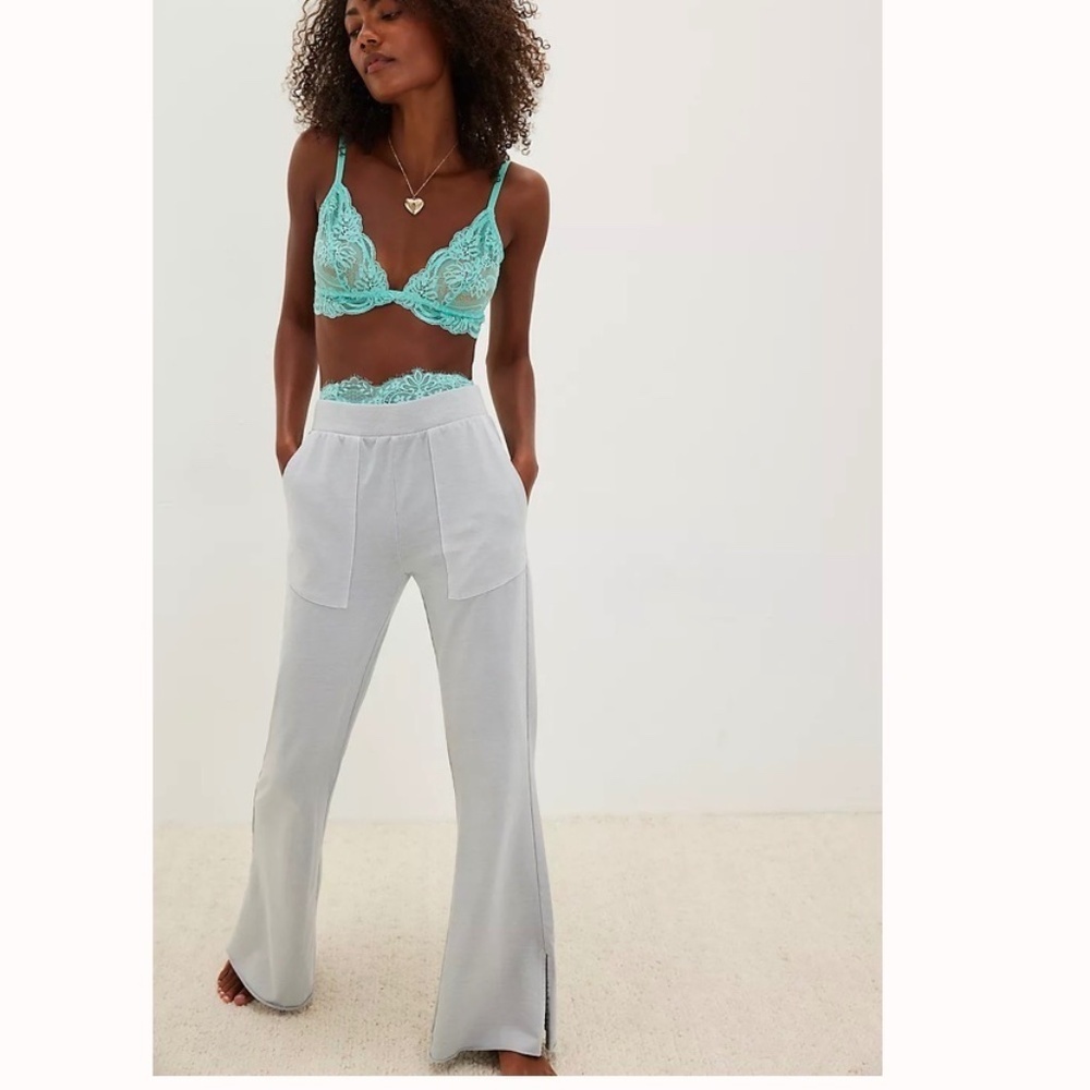 NSF Rusty Side Slit Flare Pants Pale Grey Women’s XS | Lounge Fleece Sweatpants